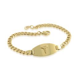 Italgem Stainless Steel Men's Yellow Curb Chain Medic Alert Bracelet