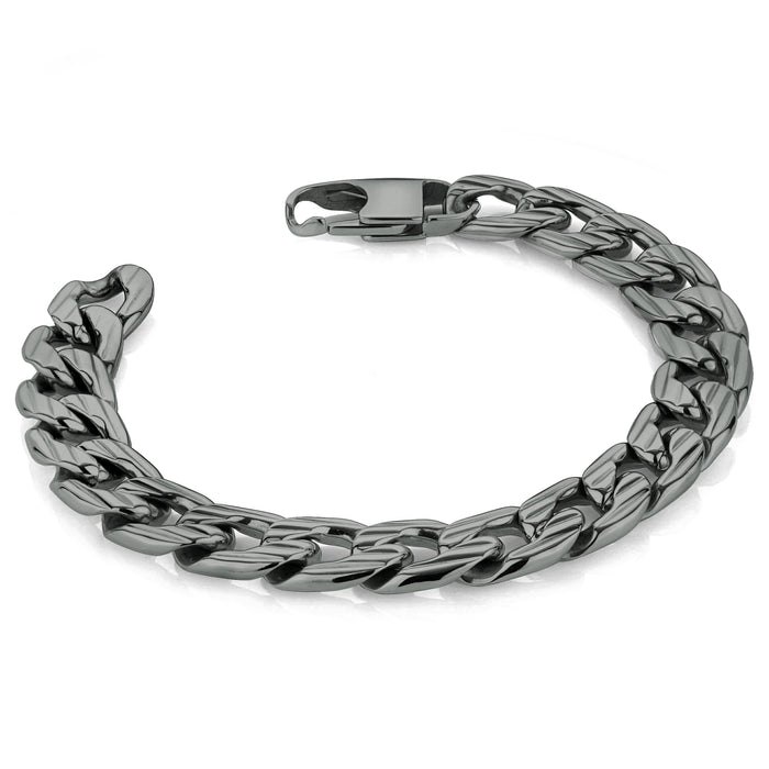 Italgem Stainless Steel Textured Cuban Chain Bracelet