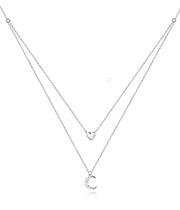 Moon & Heart Sterling Silver Necklace