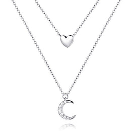 Moon & Heart Sterling Silver Necklace