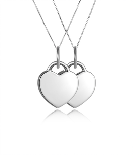 Casablanca Best Friends Heart Pendant Sterling Silver Necklace Set