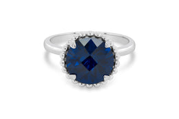 Lab Grown Blue Sapphire Gemstone Ring