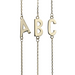 Three individual yellow gold letter pendants, 'A', 'B', and 'C', hanging on a fine chain, isolated on a white background, embodying a classic and personalized jewelry style.