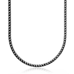 Steelx Stainless Steel 9MM Men's Flat Curb Chain: Black Gunmetal