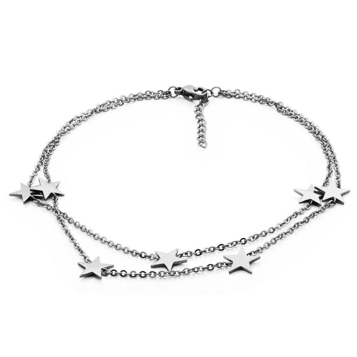 Steelx Stainless Steel Double Strand Star Anklet
