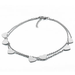 Steelx Stainless Steel Double Strand Heart Anklet