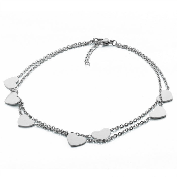 Steelx Stainless Steel Double Strand Heart Anklet