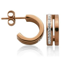 Steelx Stainless Steel Half Hoop Earrings: Rose