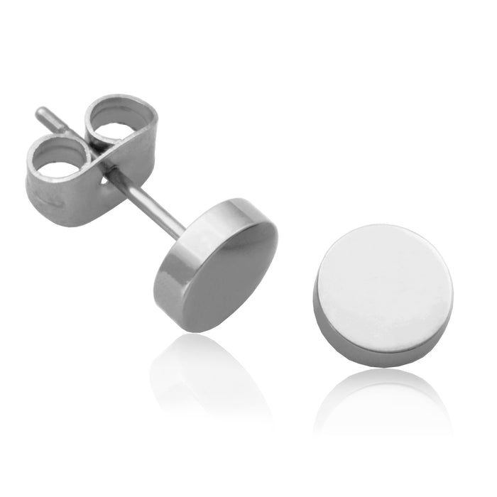 Steelx 5MM Stainless Steel Button Stud Earrings