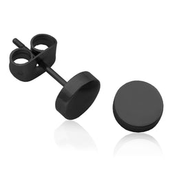 Steelx Steelx Stainless Steel Black Button Stud Earrings