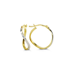 Two Tone Gold Swirl Hoop Earrings