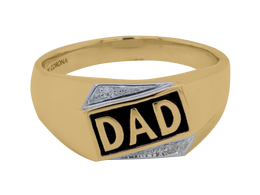 Yellow Gold Diamond Dad Men's Ring