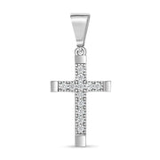 CZ Cross Pendant: White Gold