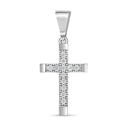 CZ Cross Pendant: White Gold