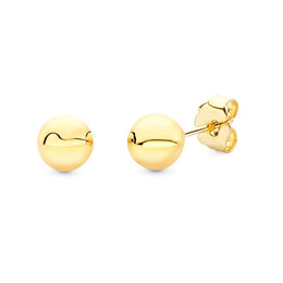 5MM Polished Ball Stud Earrings: Yellow Gold