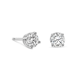 10KT White Gold Round CZ Stud Earrings