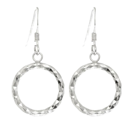 Diamond Cut Circle Drop Earrings