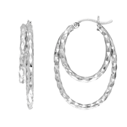 Sterling Silver Double Oval Hoop Earrings