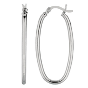 Sterling Silver Smooth Polished 14MM Oval Hoop Earrings