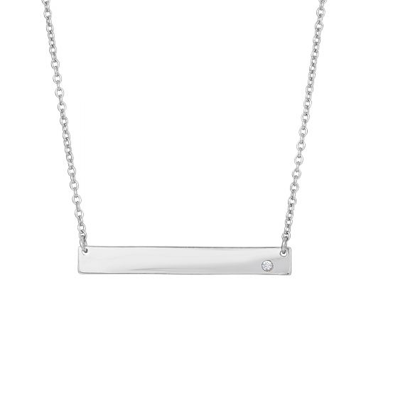 Engravable Bar Necklace with CZ