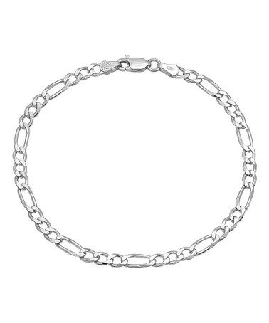 7mm Sterling Silver Flat Figaro Chain Bracelet