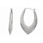 Diamond Cut V Hoop Earings
