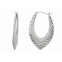 Diamond Cut V Hoop Earings