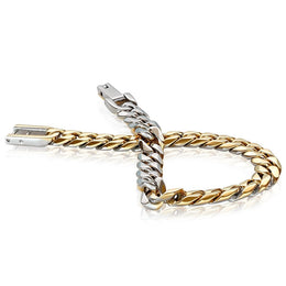 7.7mm Italgem Men's Stainless Steel Reversible Two-Tone Curb Bracelet