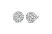 0.50CTW White Gold Diamond Halo Earrings