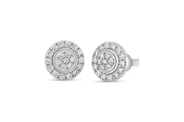 0.50CTW White Gold Diamond Halo Earrings