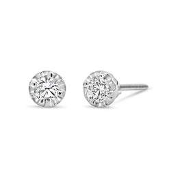 .30CT Lab Grown Diamond Stud Earrings: Faceted Setting