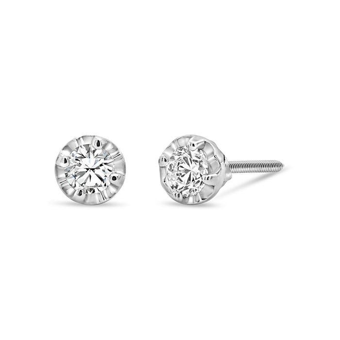 .30CT Lab Grown Diamond Studs: Faceted Setting
