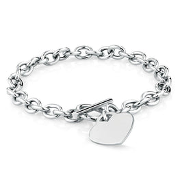 Sterling Silver Heart Toggle Bracelet