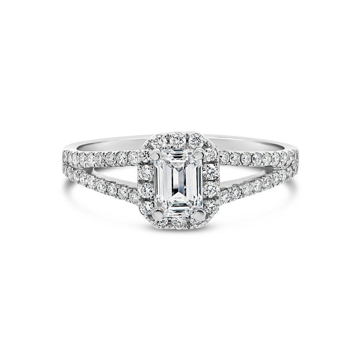 .84CTW Grown Emerald Cut Halo Engagement Ring