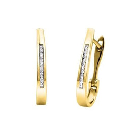 Diamond J Hoops: Yellow Gold