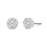 .50CT Lab Grown Diamond Stud Earrings: Faceted Setting