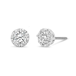 .50CT Lab Grown Diamond Stud Earrings: Faceted Setting