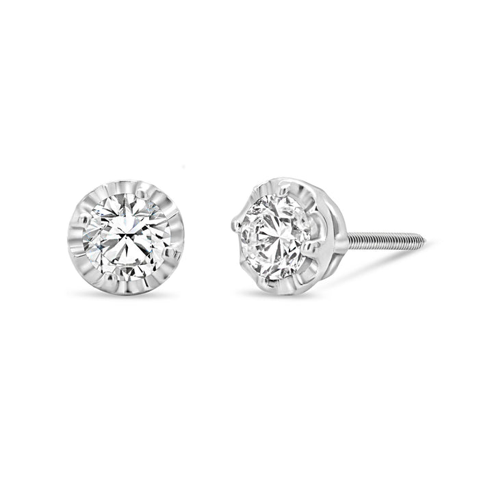.50CT Lab Grown Diamond Stud Earrings: Faceted Setting