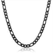 6mm Italgem Stainless Steel Black Men's Figaro Chain
