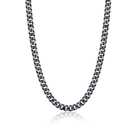 8.6mm Italgem Men's Stainless Steel Black Brushed Curb Chain