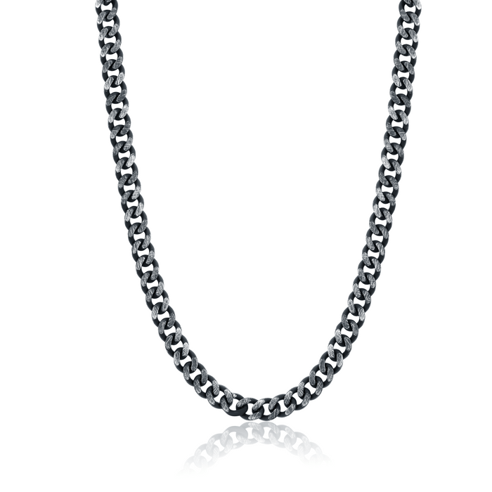8.6mm Italgem Stainless Steel Black Brushed Curb Chain