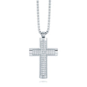 Italgem Men's Stainless Steel Napier CZ Cross Necklace