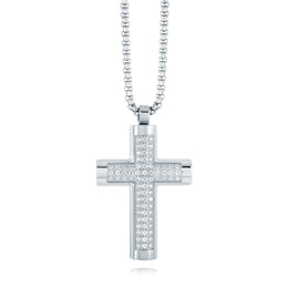 Italgem Men's Stainless Steel Napier CZ Cross Necklace