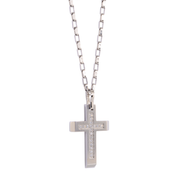 Italgem Steel CZ Men's Cross Necklace