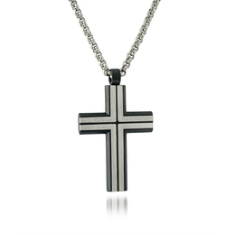 Italgem Men's Stainless Steel Rolo Cross Necklace