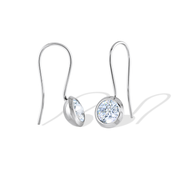 Italgem Stainless Steel CZ Drop Earrings: Silver