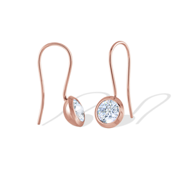 Italgem Stainless Steel CZ Drop Earrings: Rose