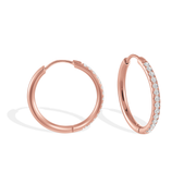 Italgem Stainless Steel CZ Huggie Hoop Earrings: Rose