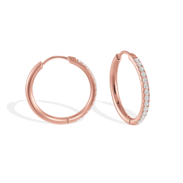 Italgem Stainless Steel CZ Huggie Hoop Earrings: Rose