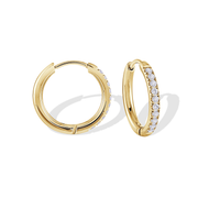 Italgem Stainless Steel CZ Huggie Hoop Earrings: Gold